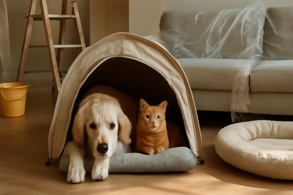 Animali domestici in casa durante i lavori: come creare un rifugio temporaneo che li tranquillizza