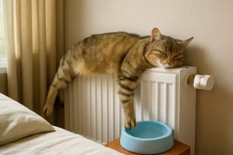 Perché il gatto ama il termosifone anche d’estate? Il motivo che può indicare un bisogno spesso ignorato